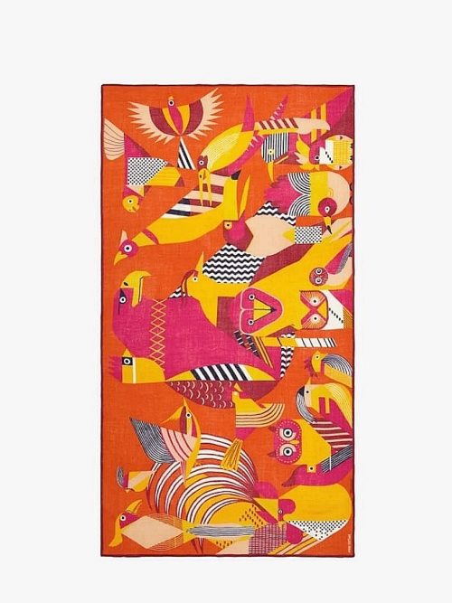 fular-lana-naranja-pajaros-tribu-inoui-editions