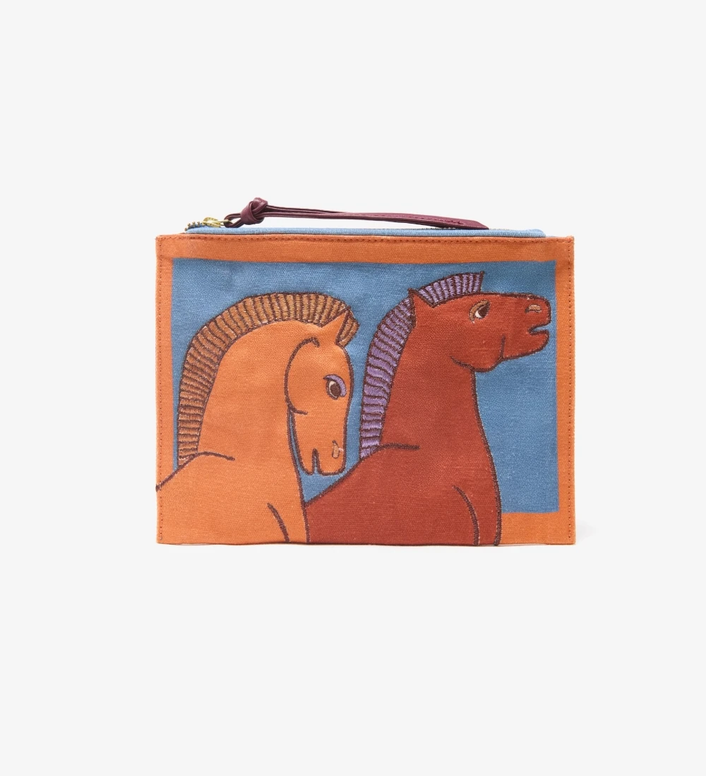 bolso-mano-cartera-bordado-caballos-cavale-naranja-inoui