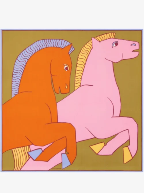 pañuelo-fular-seda-caballos-cavale-kaki-inoui